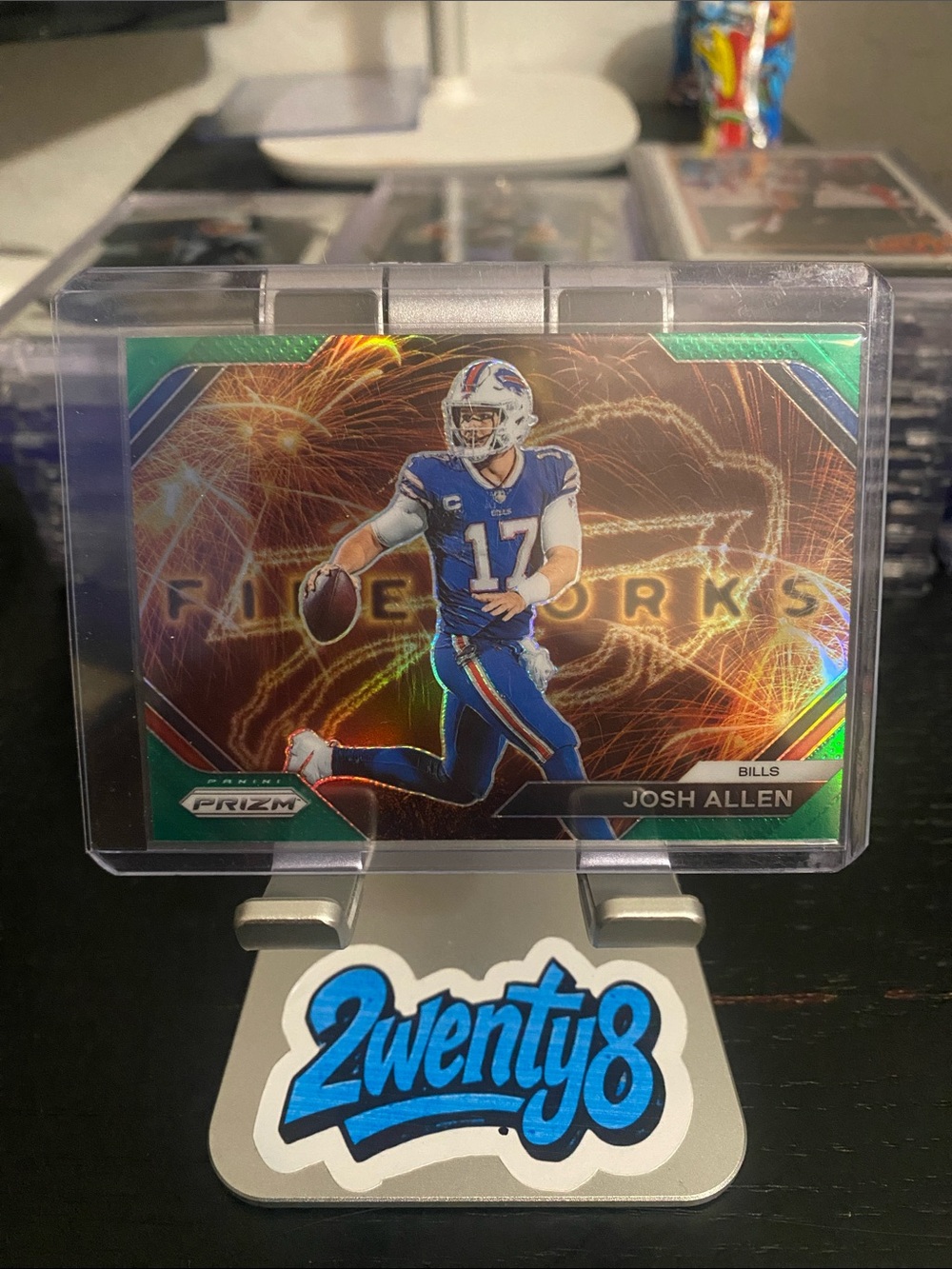 2023 Panini Prizm Fireworks Green Ice Prizm Josh Allen #F-4
